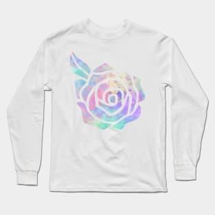 Pastel Tie-Dye Watercolor Rose Long Sleeve T-Shirt